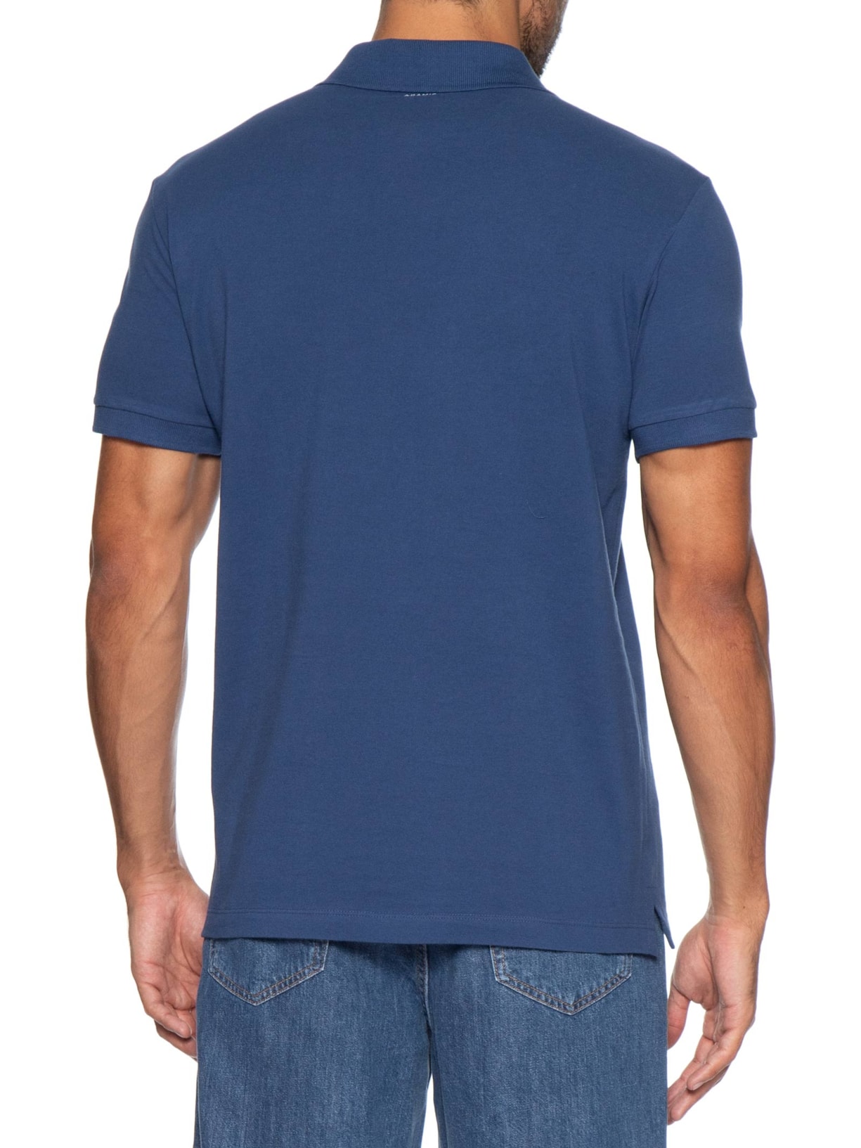 Polo Masculina Básica Regular Fit Em Piquet Azul Aramis