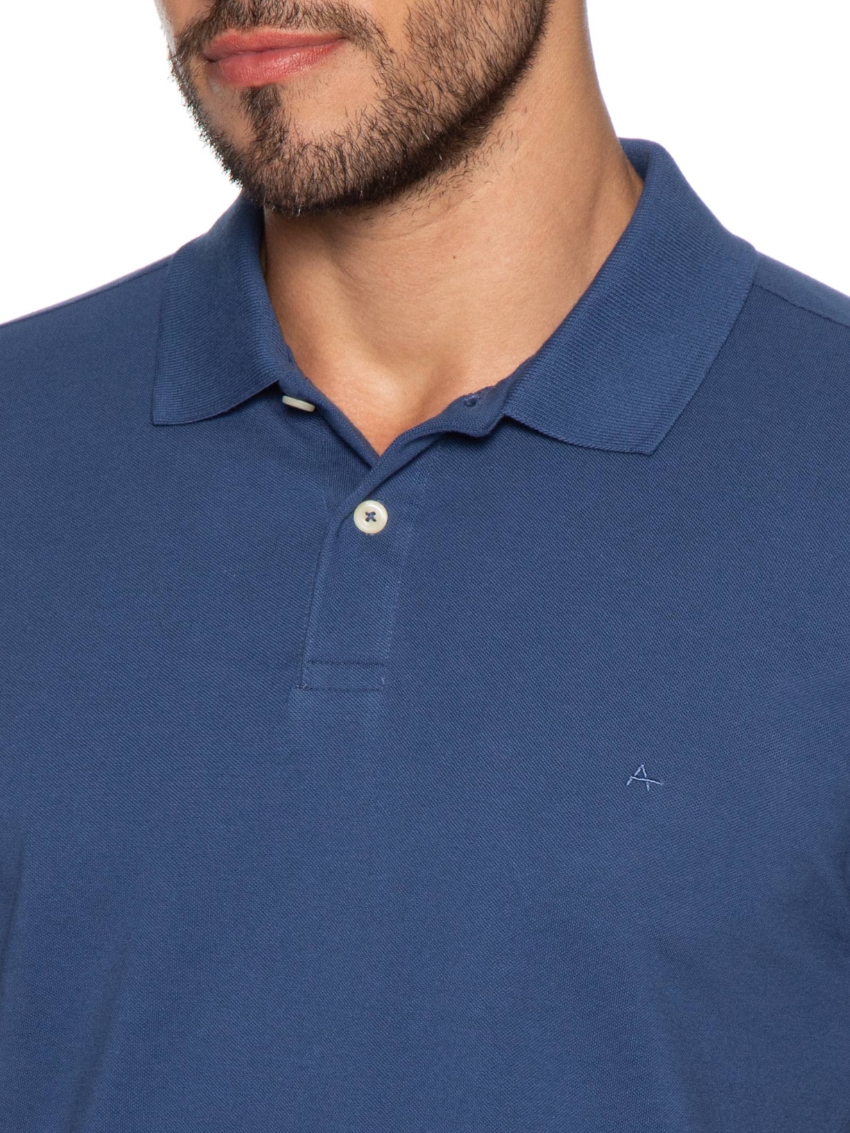 Polo Masculina Básica Regular Fit Em Piquet Azul Aramis