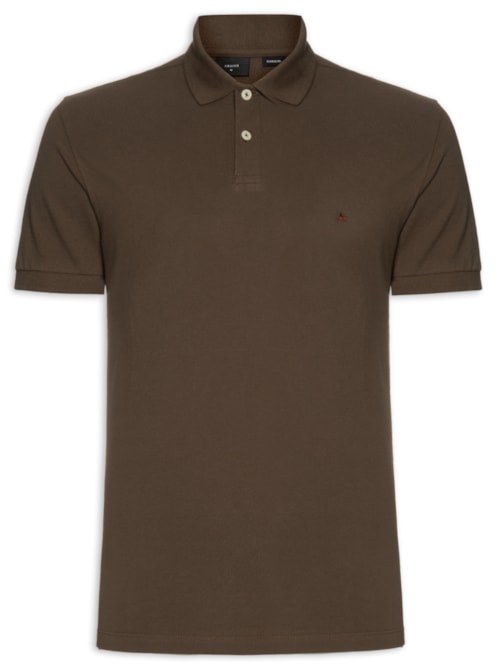 Polo Masculina Básica Regular Fit em Piquet - Marrom