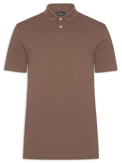 Polo Masculina Básica Regular Fit Em Piquet - Marrom