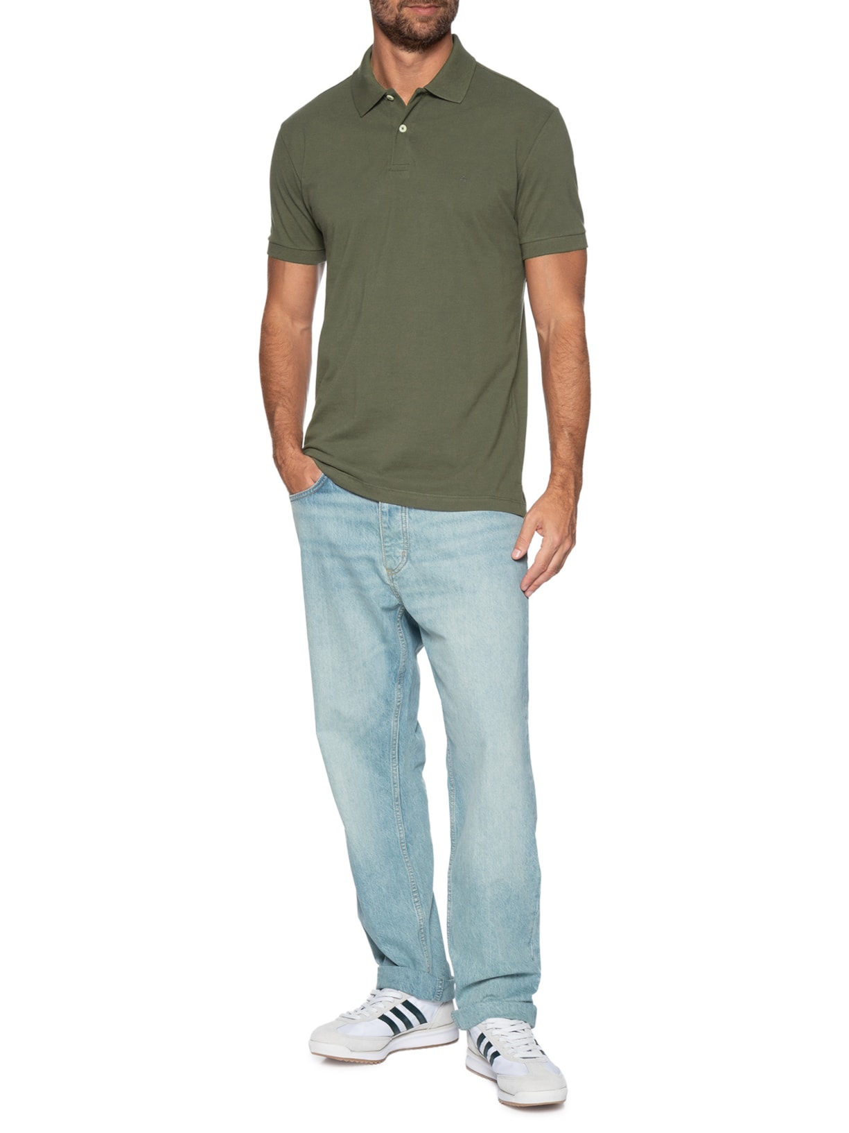 Polo Masculina Básica Regular Fit Em Piquet Verde Aramis