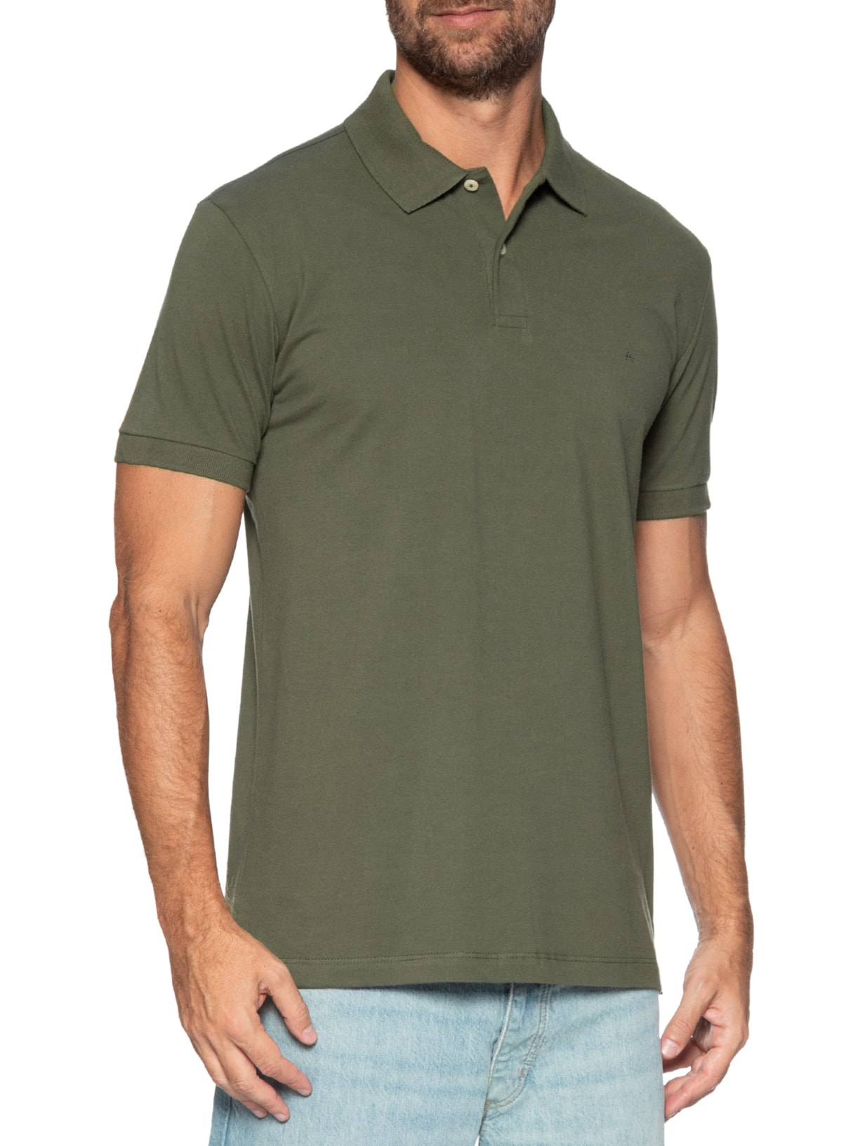Polo Masculina Básica Regular Fit Em Piquet Verde Aramis