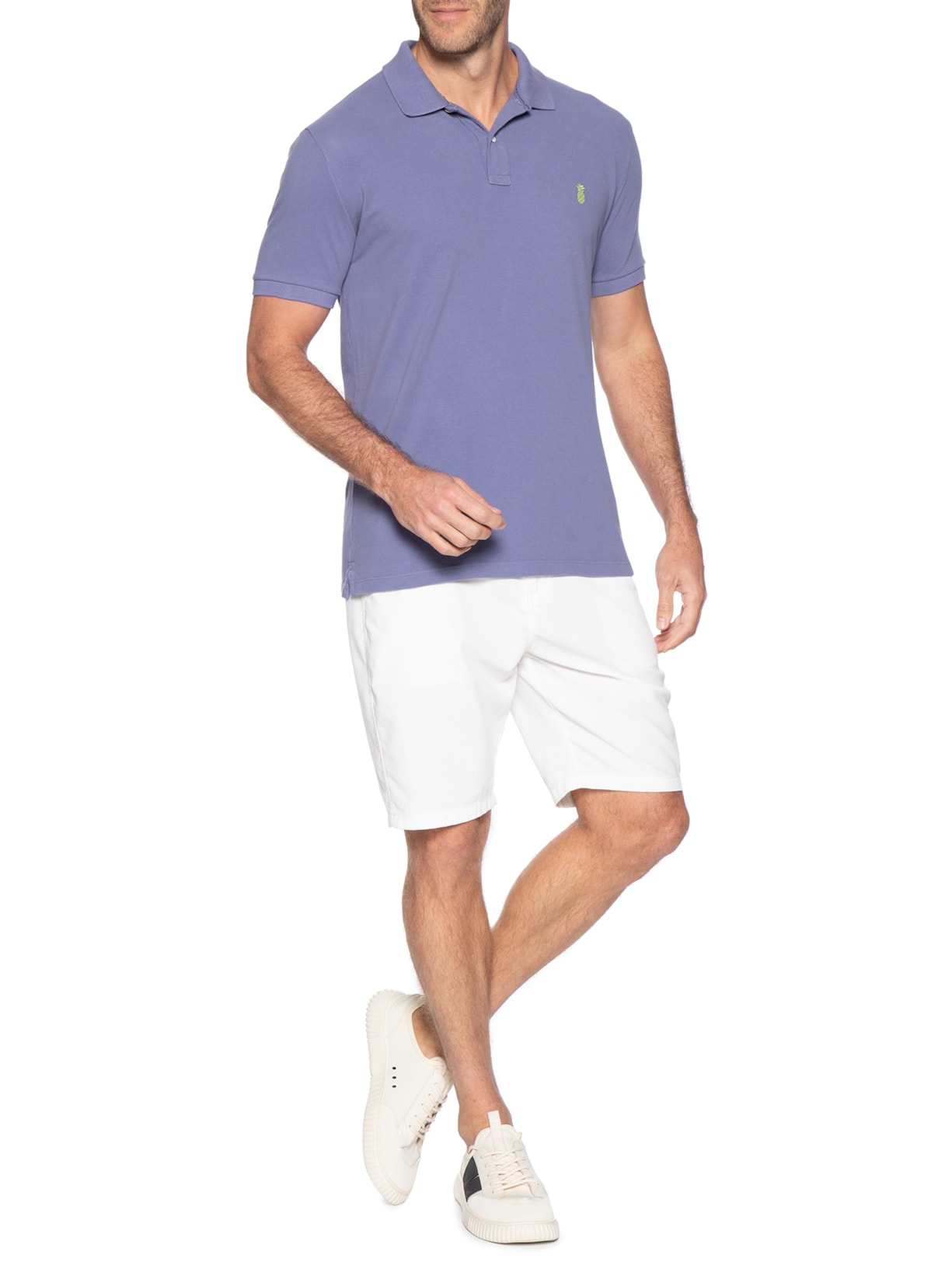 Polo Masculina Básica Summer Em Piquet De Algodão Azul Pineapple