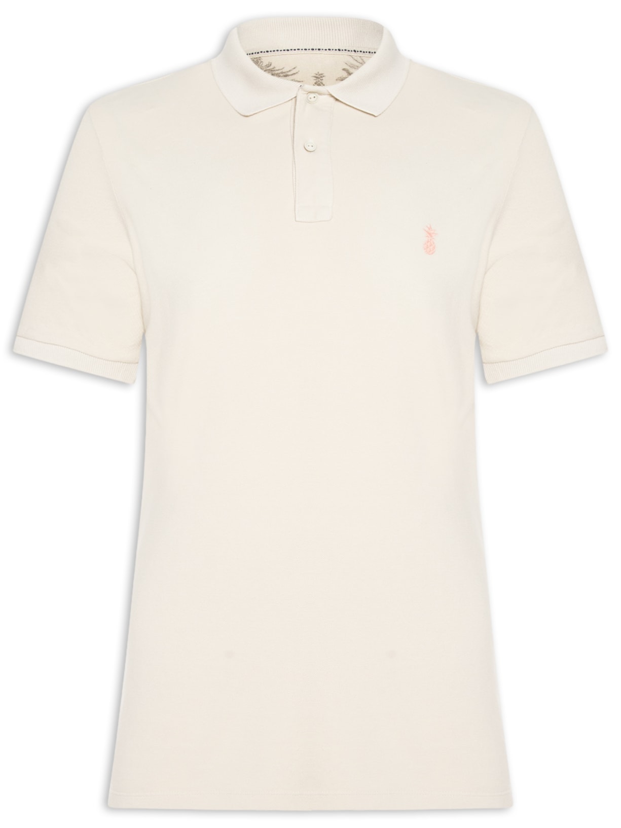 Polo Masculina Básica Summer Em Piquet De Algodão Bege Pineapple