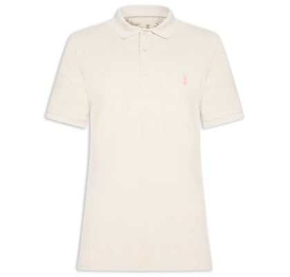 Polo Masculina Básica Summer Em Piquet De Algodão - Bege