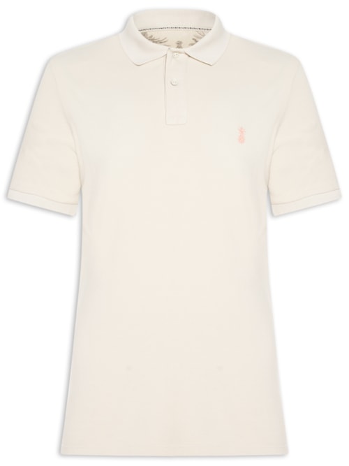 Polo Masculina Básica Summer Em Piquet De Algodão - Bege