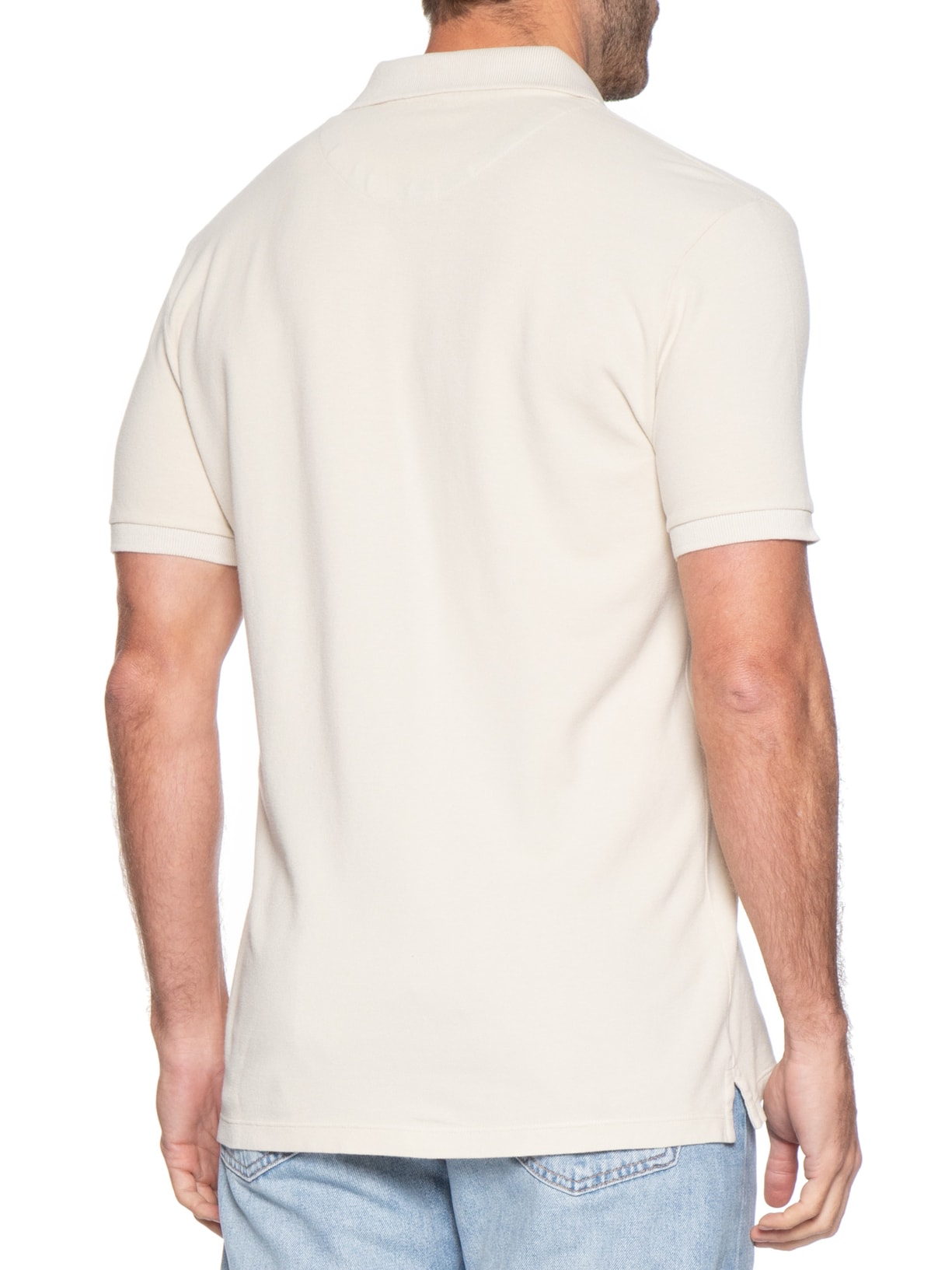 Polo Masculina Básica Summer Em Piquet De Algodão Bege Pineapple