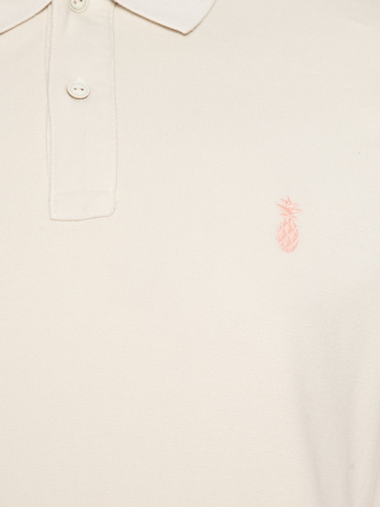 Polo Masculina Básica Summer Em Piquet De Algodão Bege Pineapple