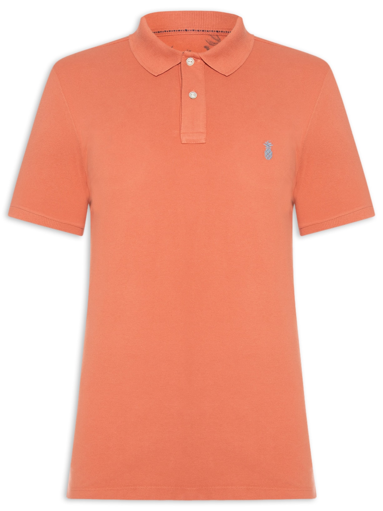 Polo Masculina Básica Summer Em Piquet De Algodão Laranja Pineapple