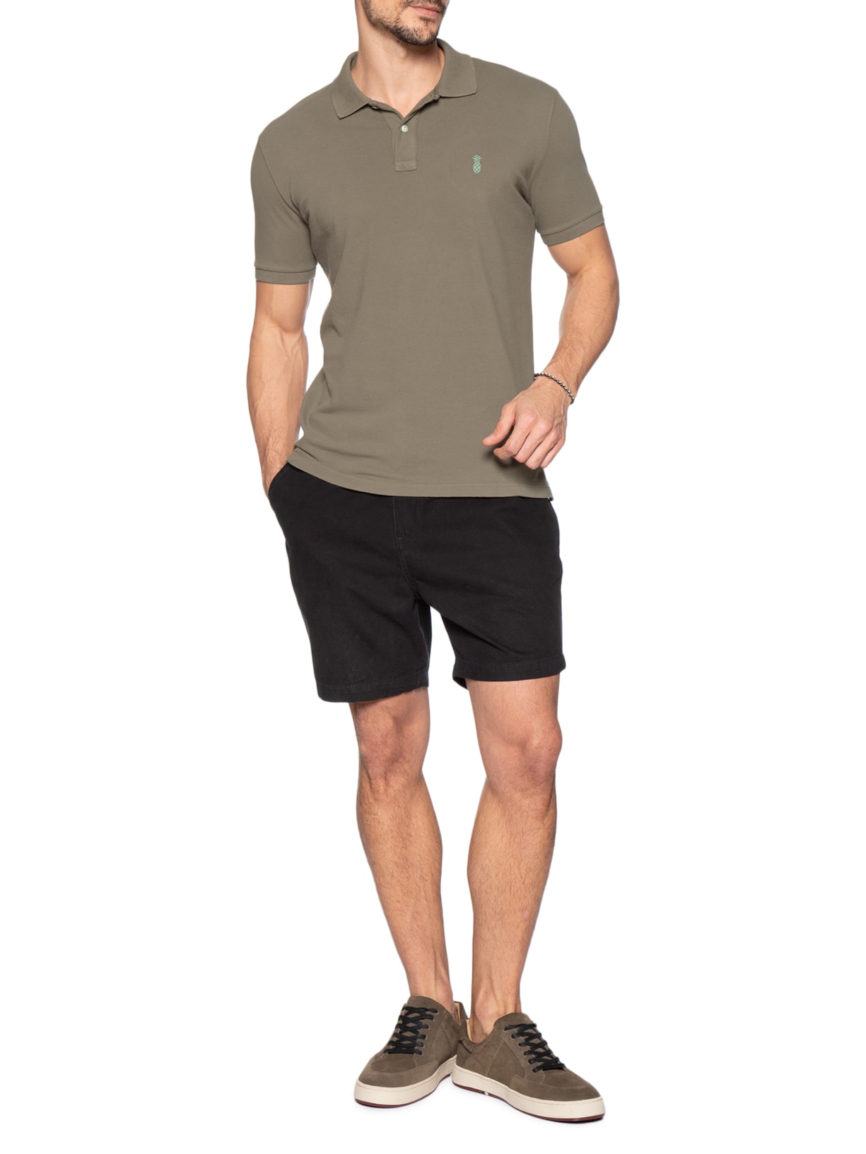 Polo Masculina Básica Summer em Piquet de Algodão Marrom Pineapple