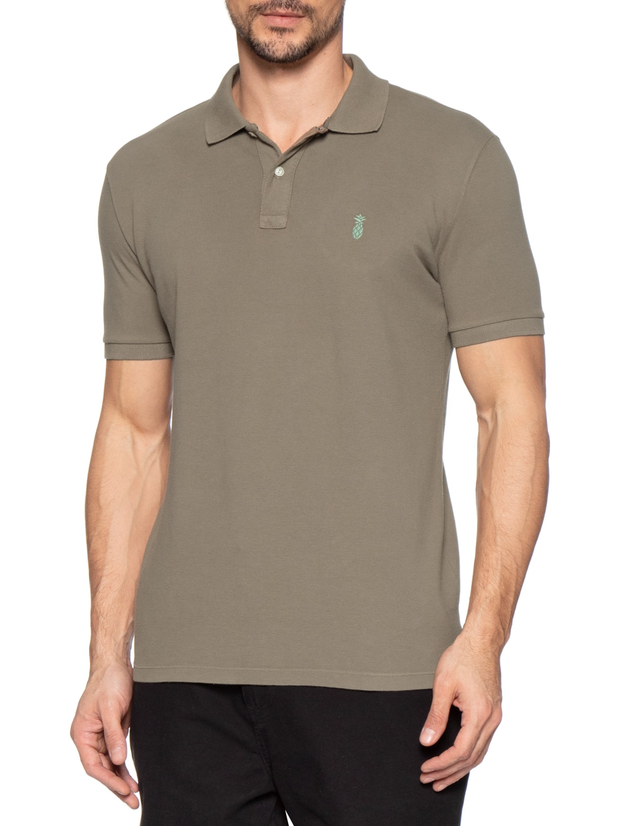 Polo Masculina Básica Summer em Piquet de Algodão Marrom Pineapple