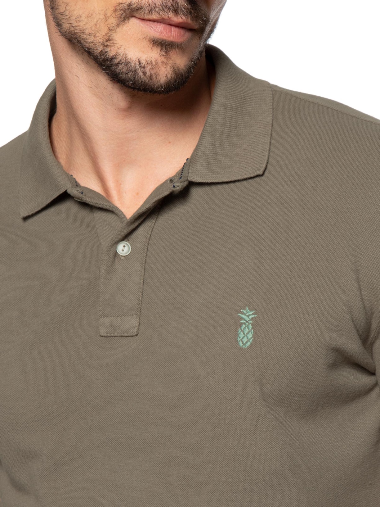 Polo Masculina Básica Summer em Piquet de Algodão Marrom Pineapple