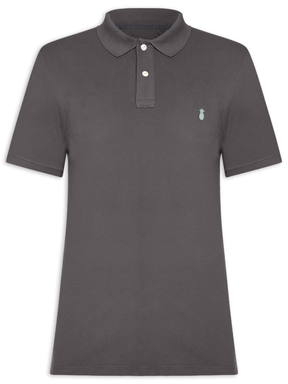 Polo Masculina Básica Summer Em Piquet De Algodão Preto Pineapple