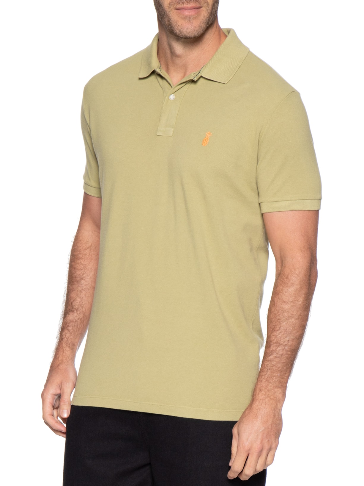 Polo Masculina Básica Summer Em Piquet De Algodão Verde Pineapple