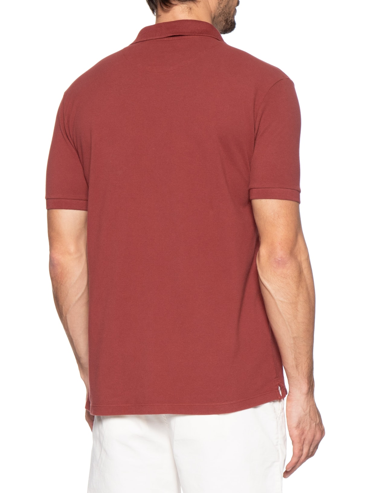 Polo Masculina Básica Summer em Piquet de Algodão Vermelho Pineapple