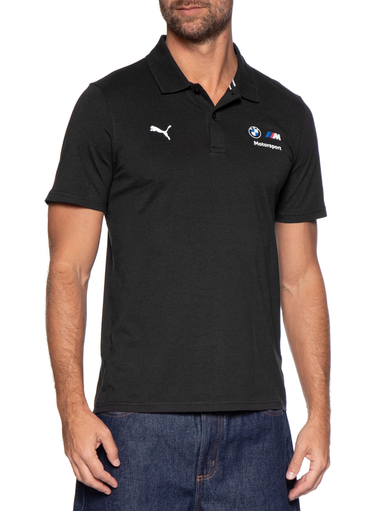 Pólo Masculina  BMW M Motorsport Essentials Preto Puma + Bmw