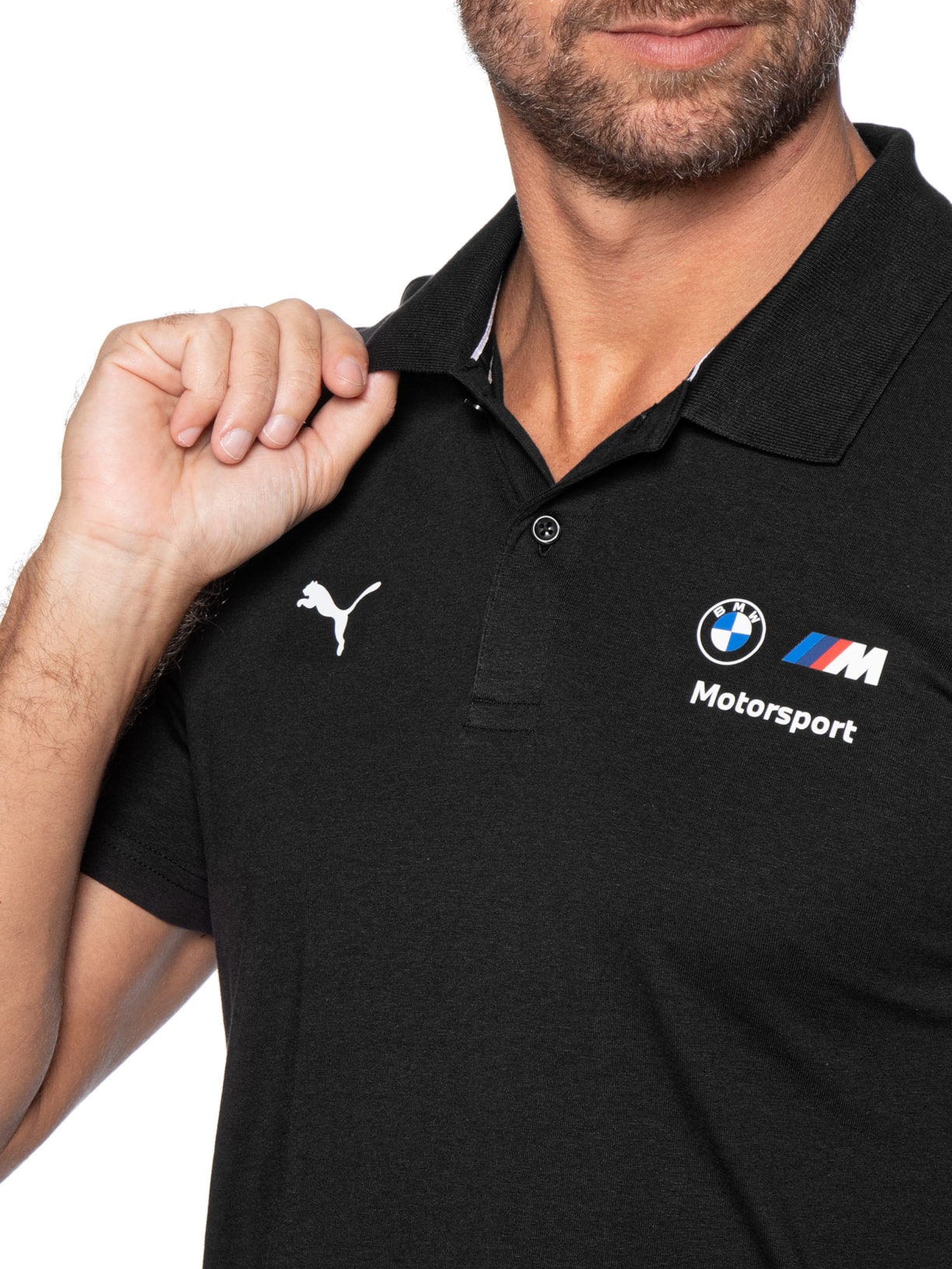 Pólo Masculina  BMW M Motorsport Essentials Preto Puma + Bmw
