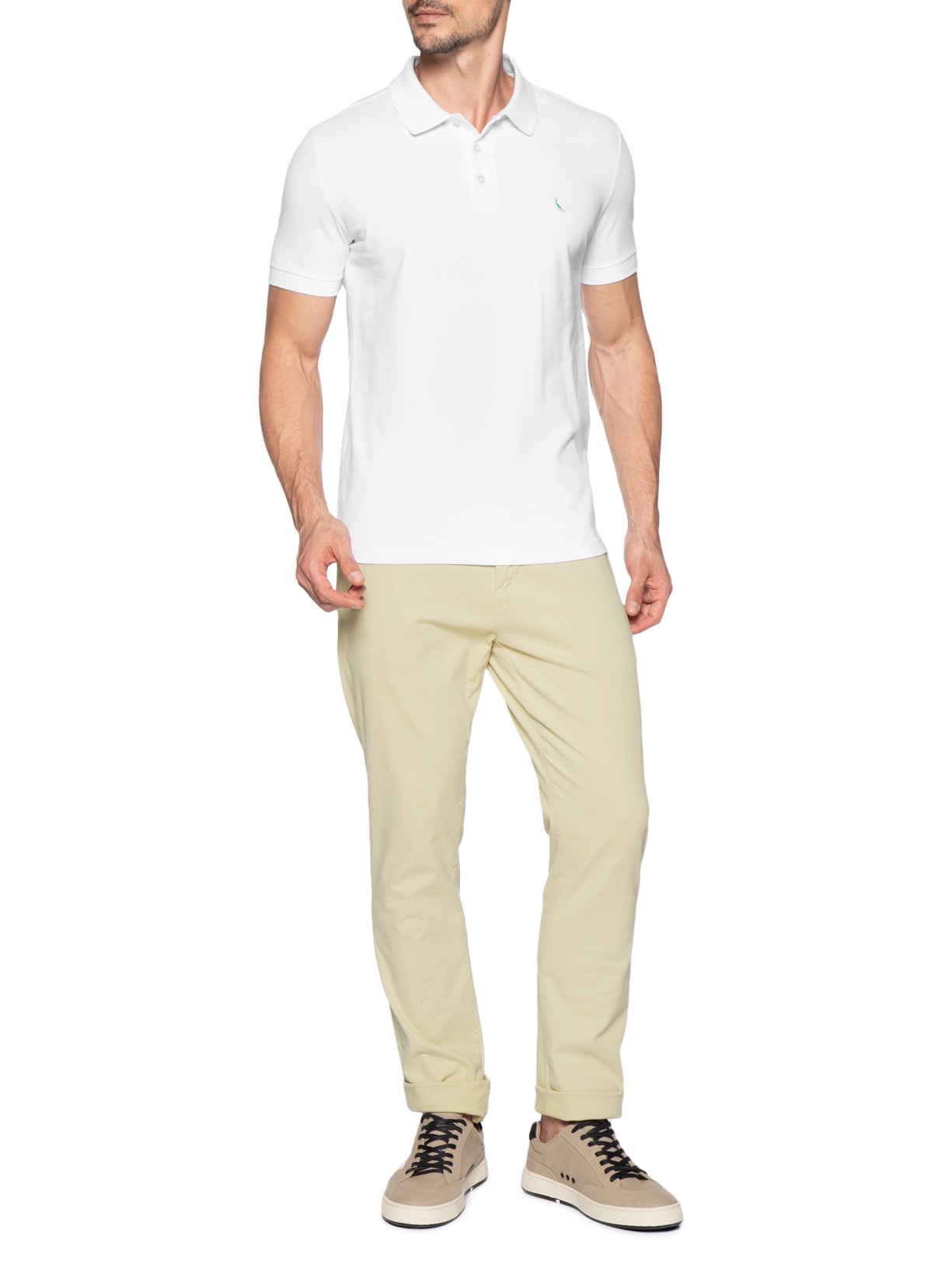 Polo Masculina Bordado Pica-Pau Com Caixa Presenteável Branco Reserva