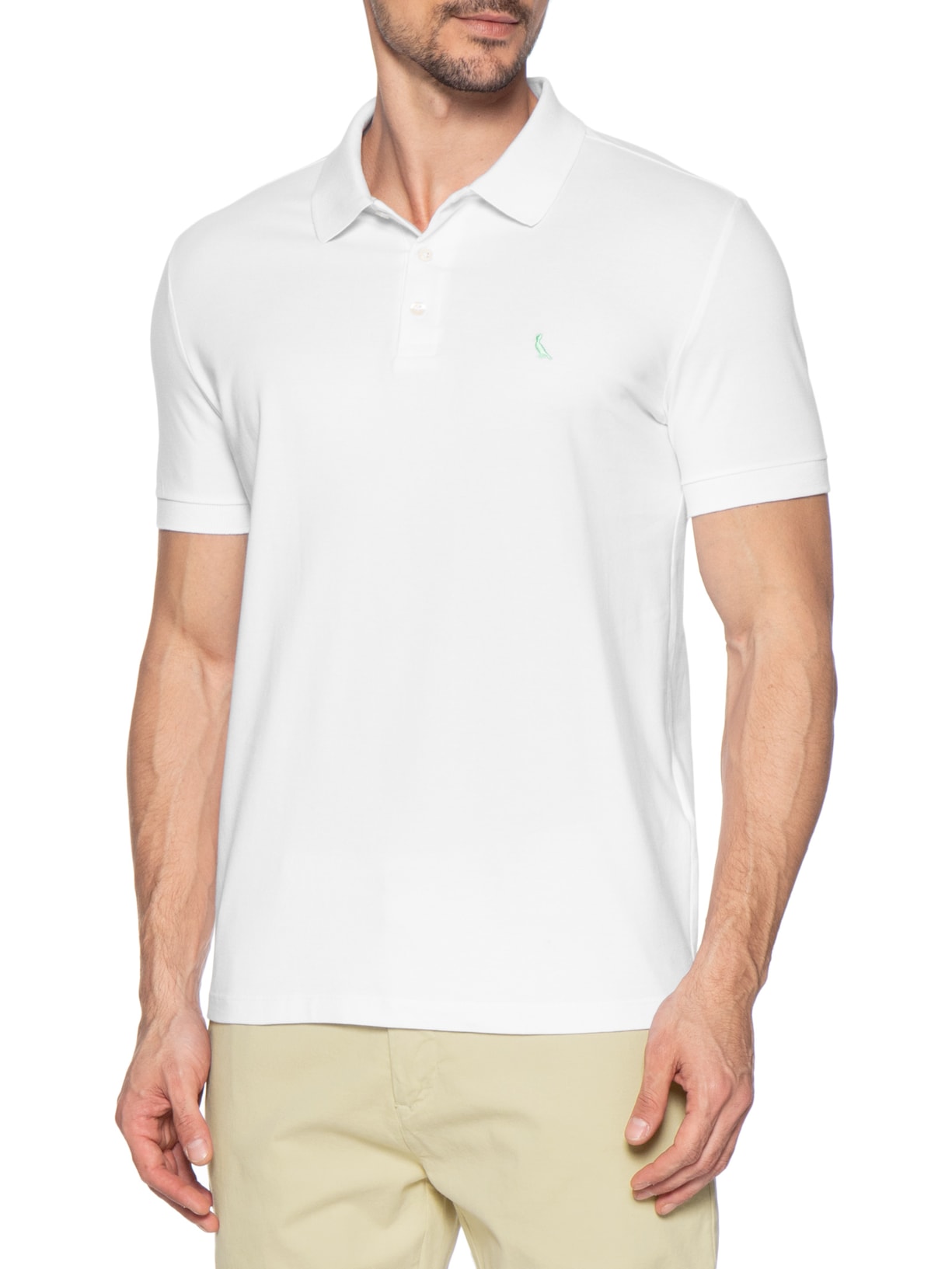 Polo Masculina Bordado Pica-Pau Com Caixa Presenteável Branco Reserva