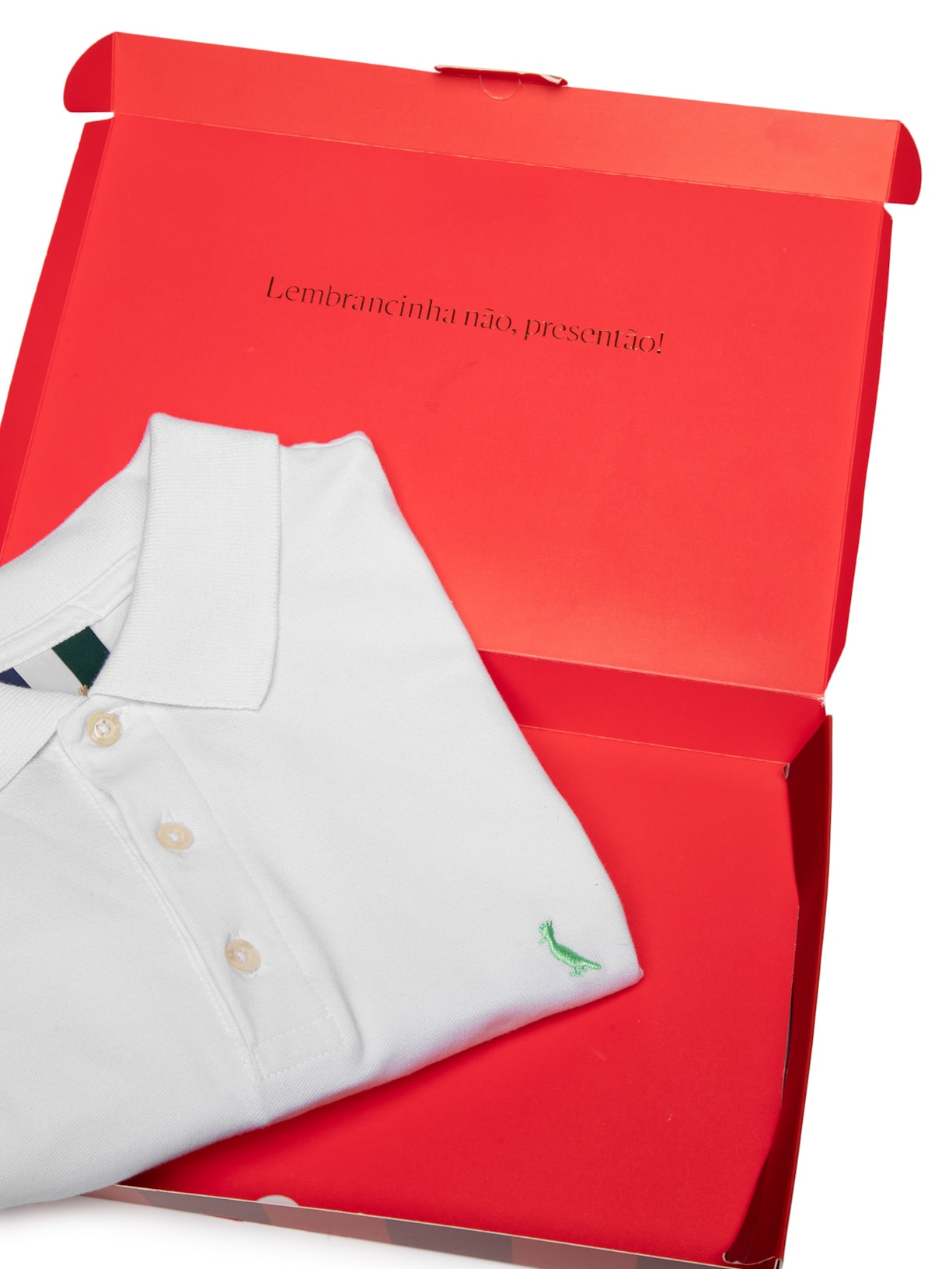 Polo Masculina Bordado Pica-Pau Com Caixa Presenteável – Branco Reserva