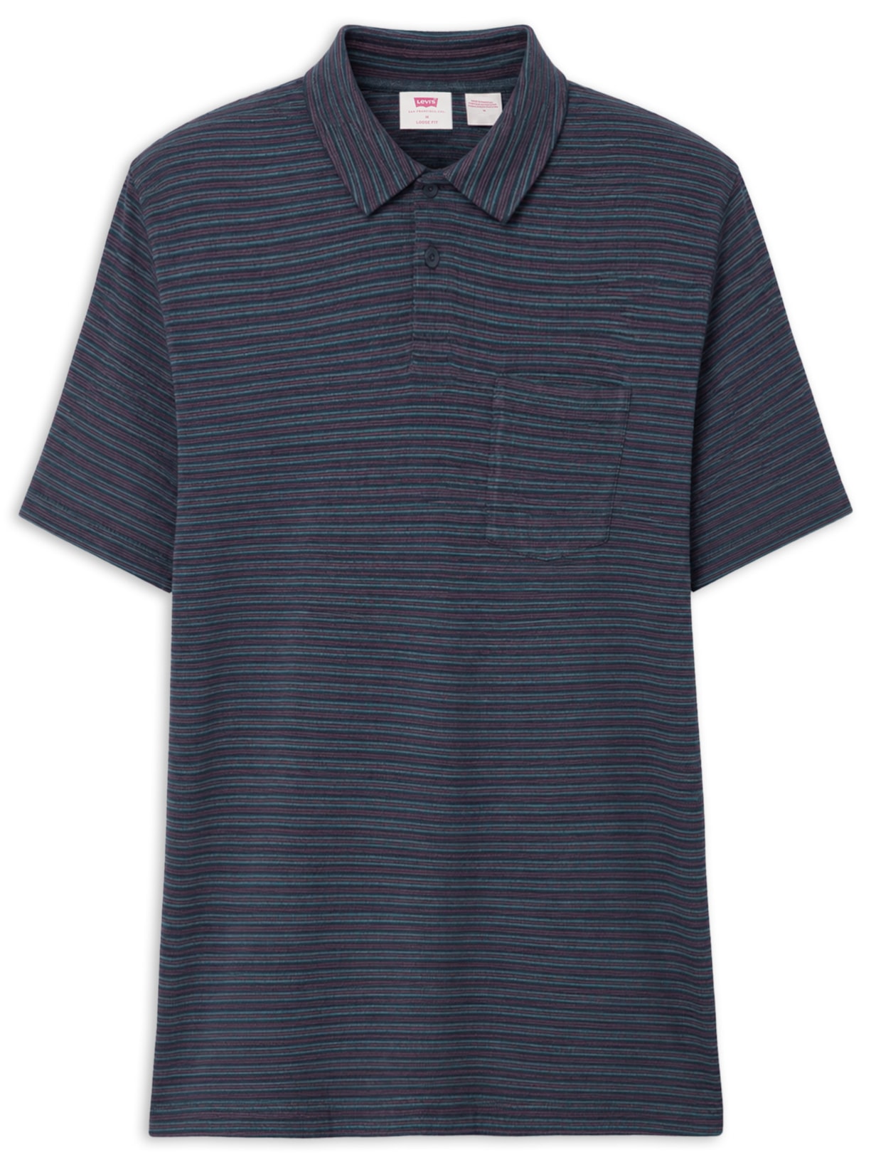 Polo Masculina Boxy Fit Finn Com Bolso Azul Levi's