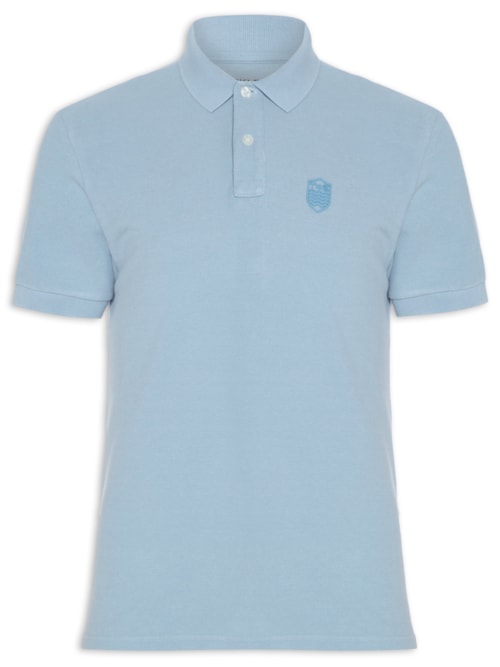 Polo Masculina Brasão Embossed Color Manga Curta - Azul