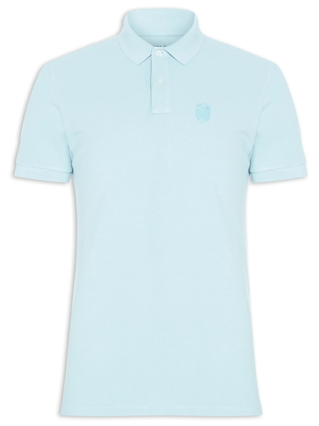 Polo Masculina Brasão Embossed Color Manga Curta - Azul