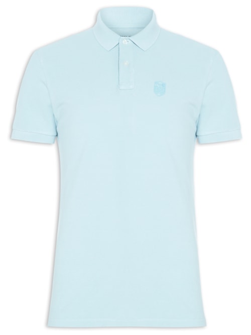 Polo Masculina Brasão Embossed Color Manga Curta - Azul