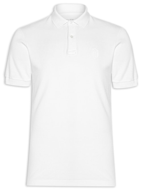 Polo Masculina Brasão Embossed Color Manga Curta - Branco