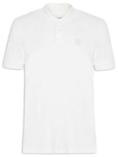 Polo Masculina Brasão Embossed Color Manga Curta - Off White
