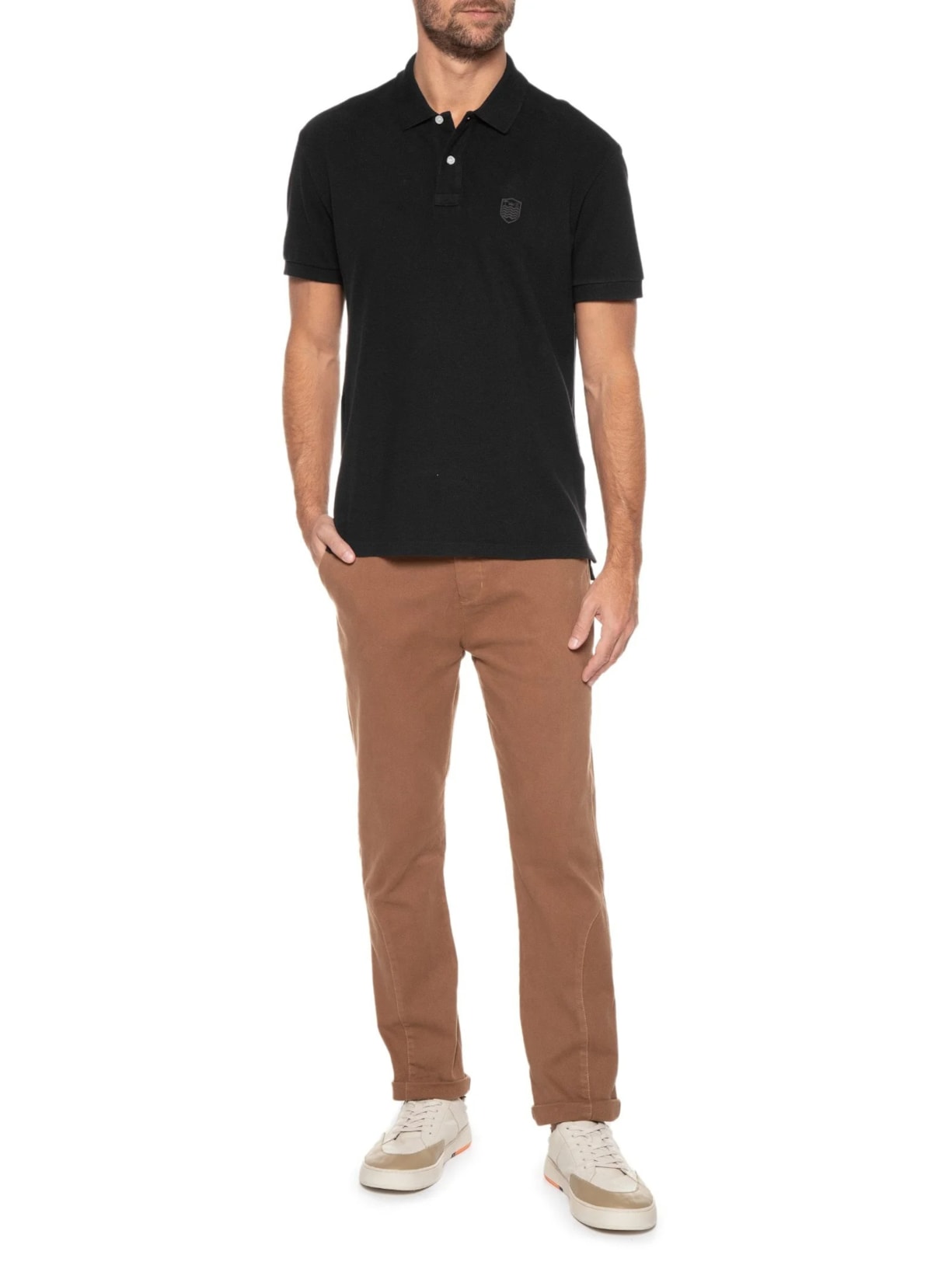 Polo Masculina Brasão Embossed Color Manga Curta Preto Osklen