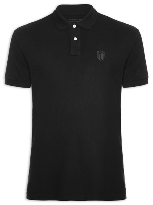 Polo Masculina Brasão Embossed Color Manga Curta - Preto