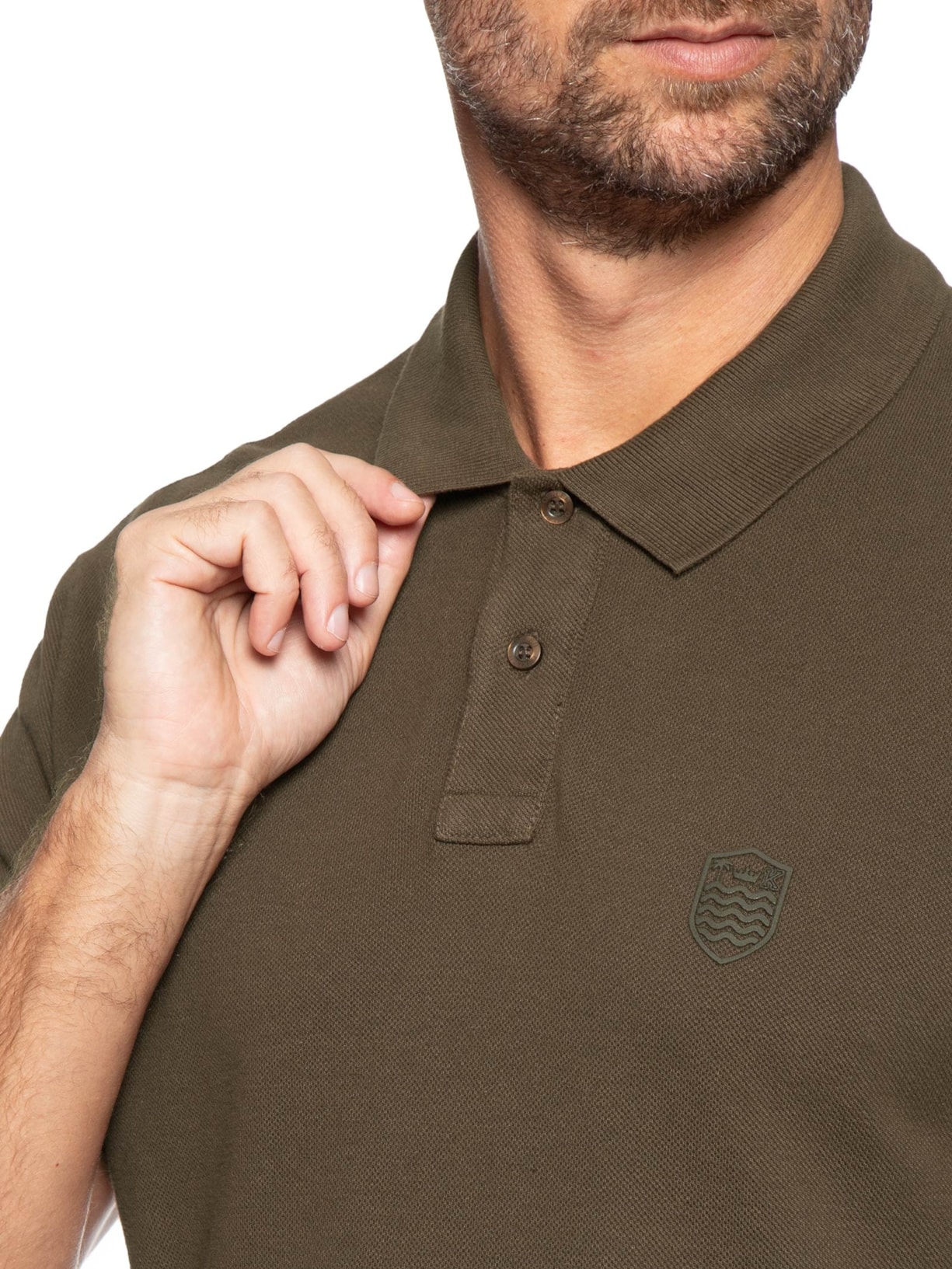 Polo Masculina Brasão Embossed Color Marrom Osklen
