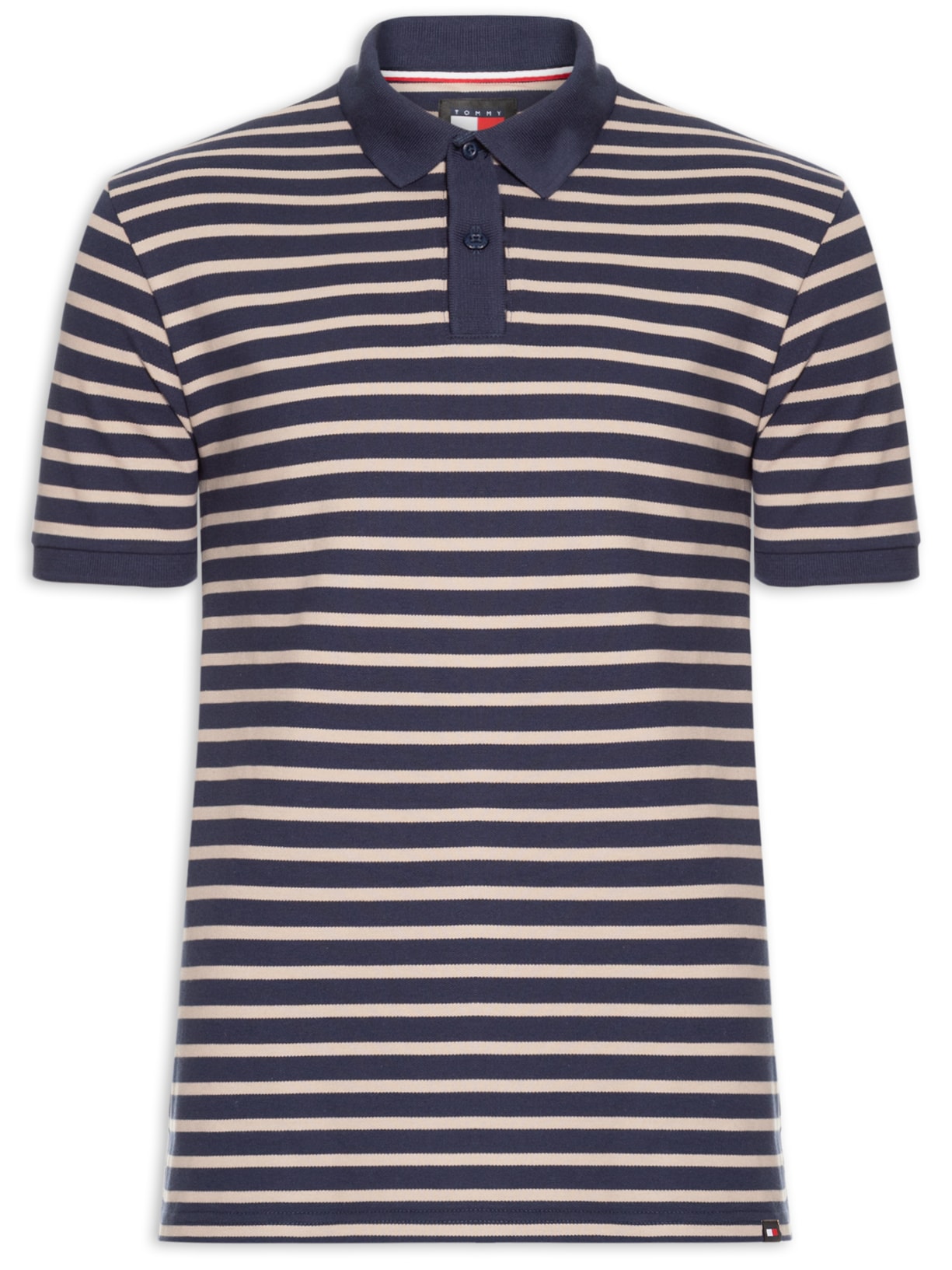 Polo Masculina Breton Regular Fit Listrada Em Algodão - Azul