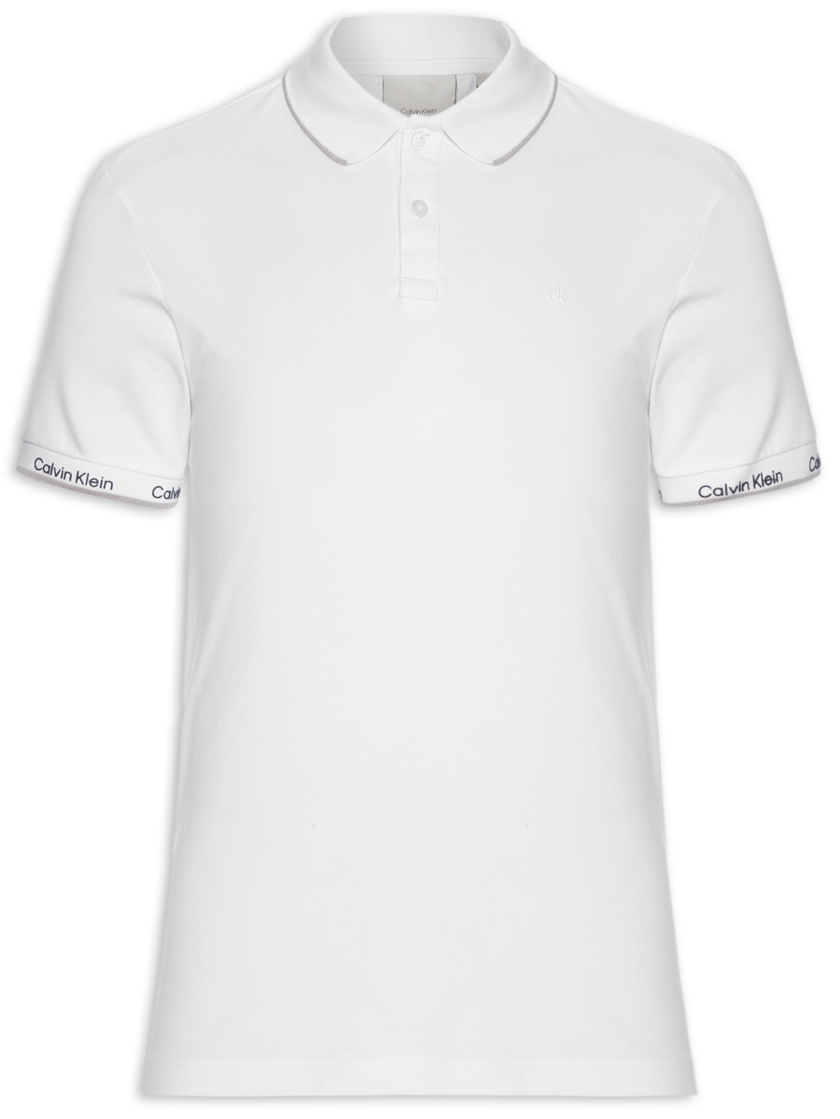 Polo Masculina Ck Logo Punho - Branco