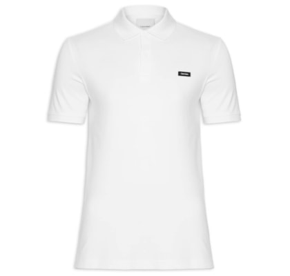 Polo Masculina Ck Slim Mg Curta Em Piquet - Branco