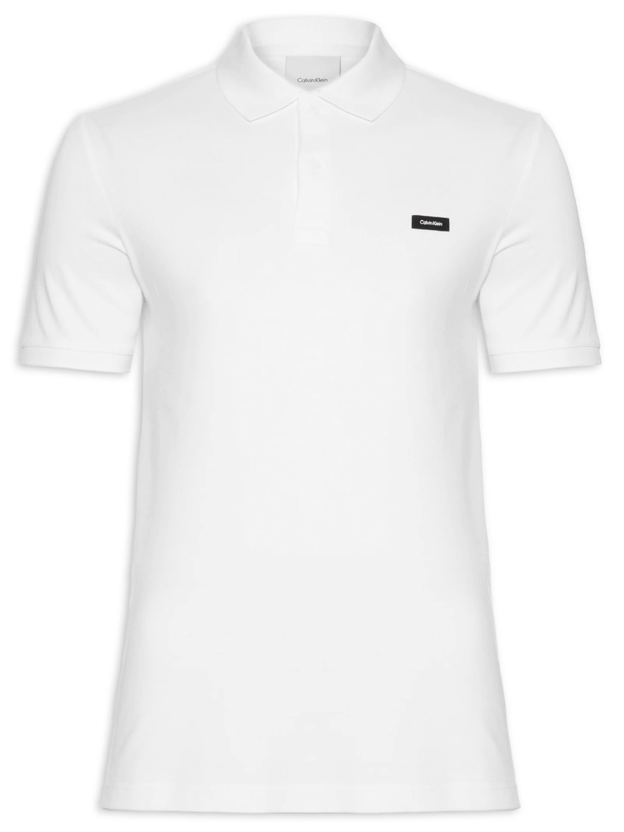 Polo Masculina Ck Slim Mg Curta Em Piquet - Branco