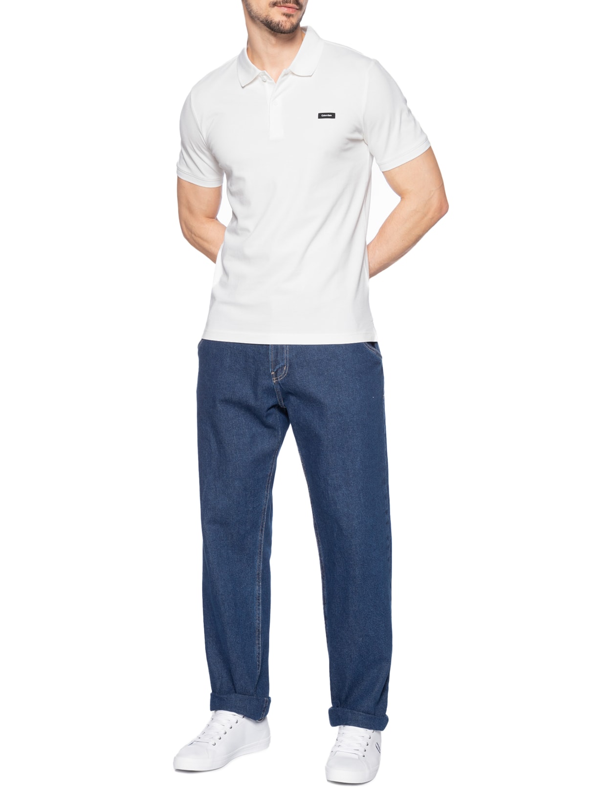 Polo Masculina Ck Slim Mg Curta Em Piquet Branco Calvin Klein - White Label