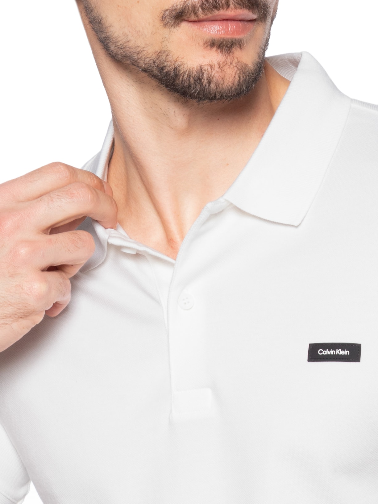 Polo Masculina Ck Slim Mg Curta Em Piquet Branco Calvin Klein - White Label
