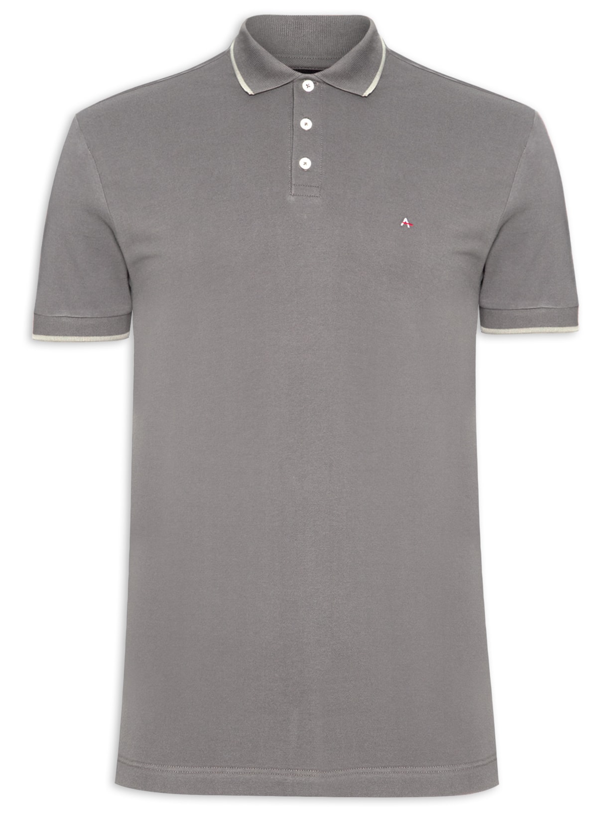 Polo Masculina Classic 1 Friso - Cinza