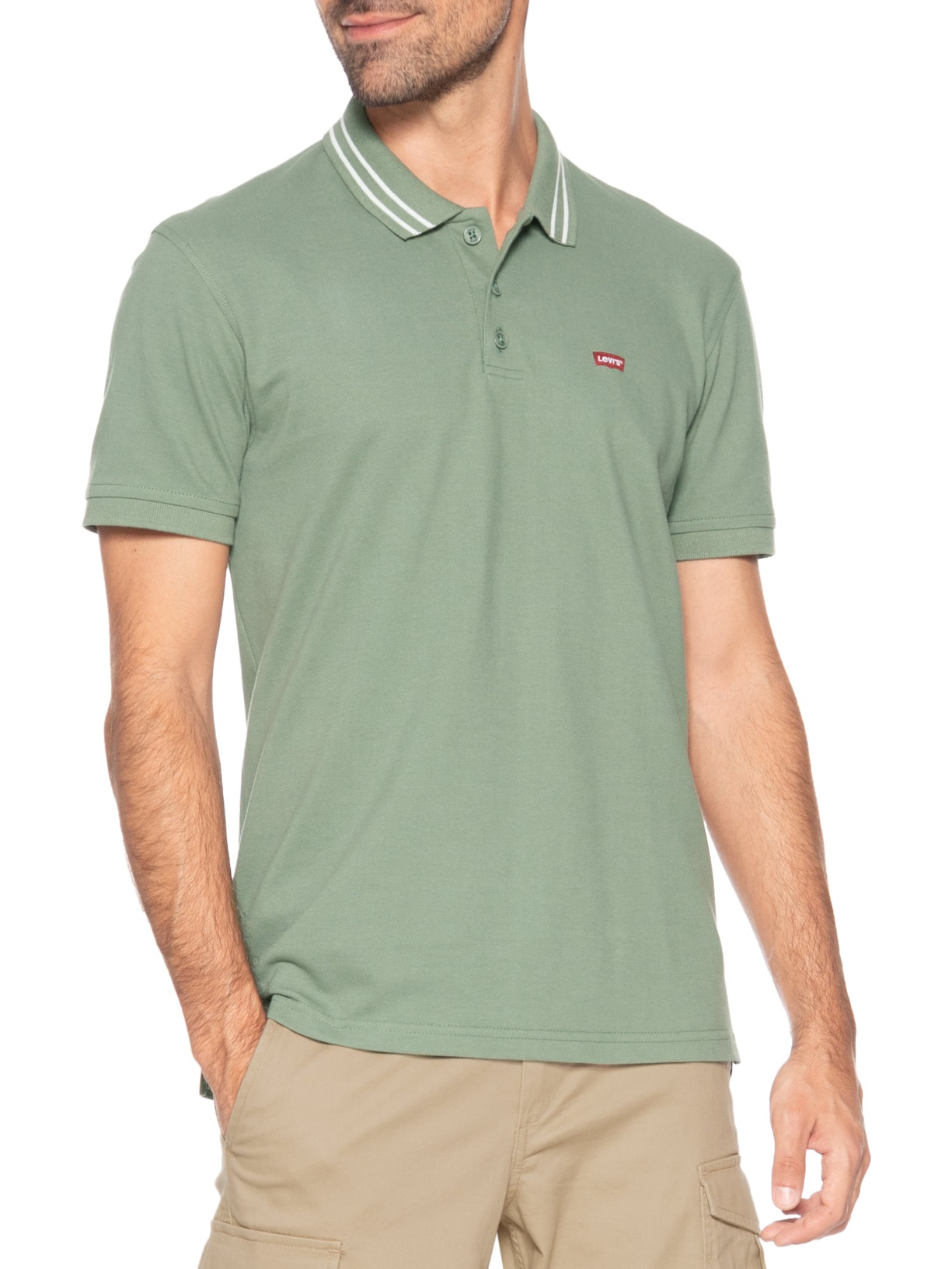 Polo Masculina Classic Fit Com Friso Verde Levi's