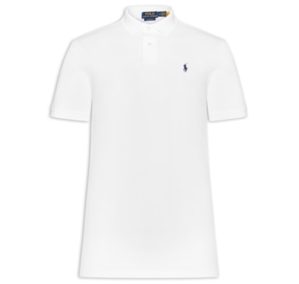Polo Masculina Classic Fit Cotton Mesh - Branco