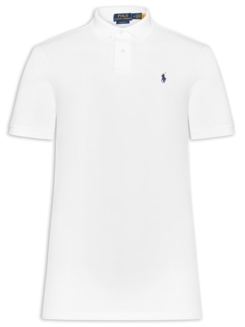 Polo Masculina Classic Fit Cotton Mesh - Branco