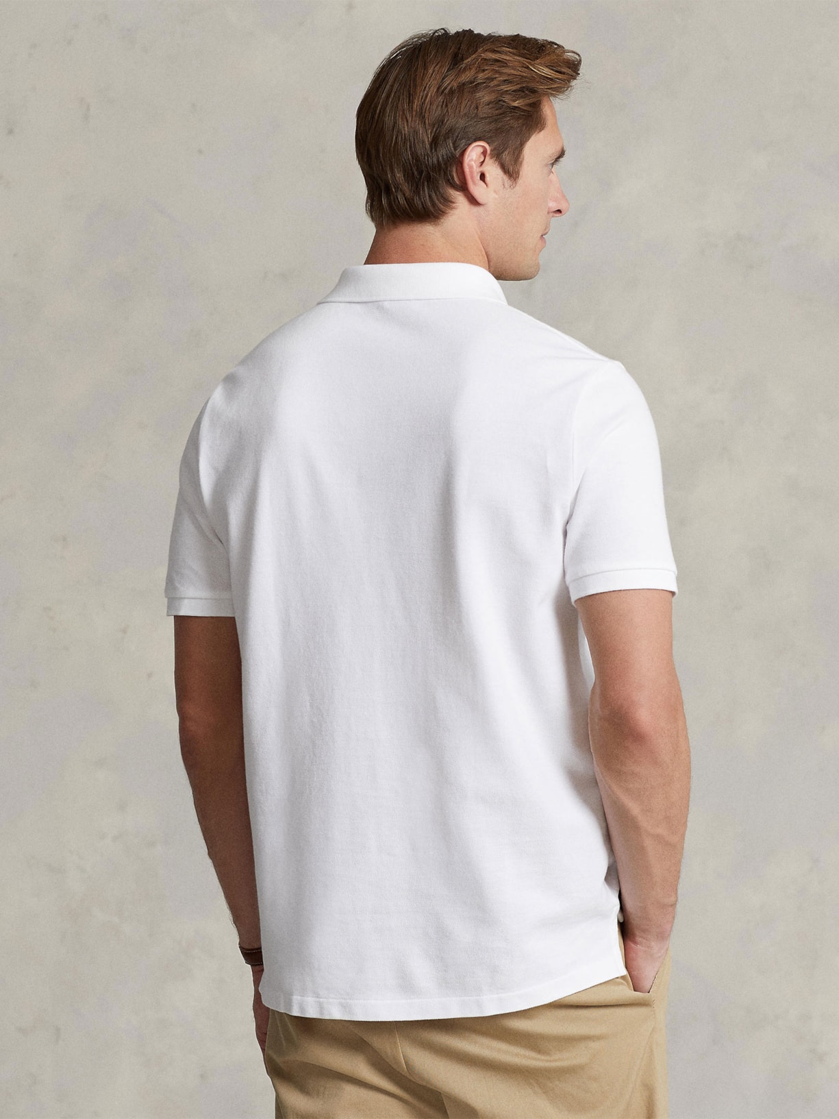 Polo Masculina Classic Fit Cotton Mesh Branco Polo Ralph Lauren