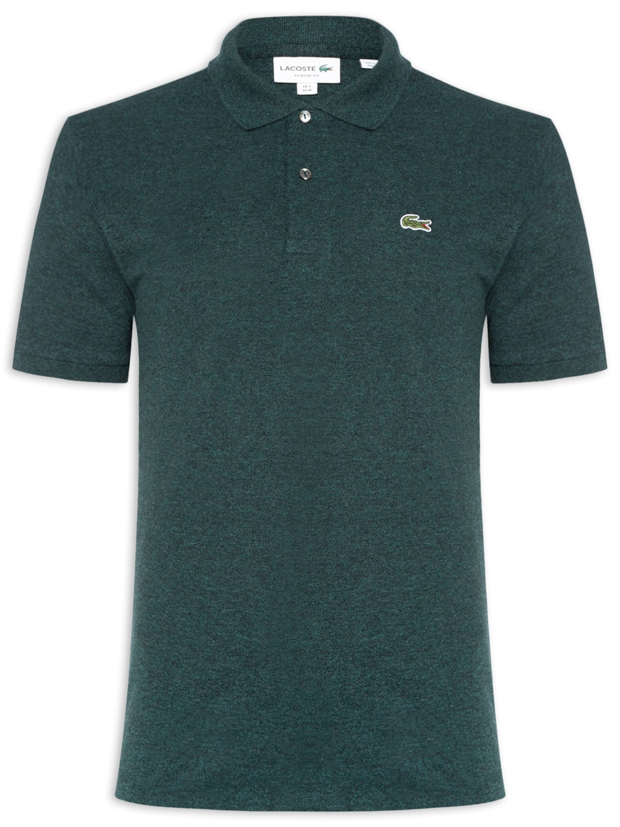 Polo Masculina Classic Fit Em Efeito Mescla - Verde