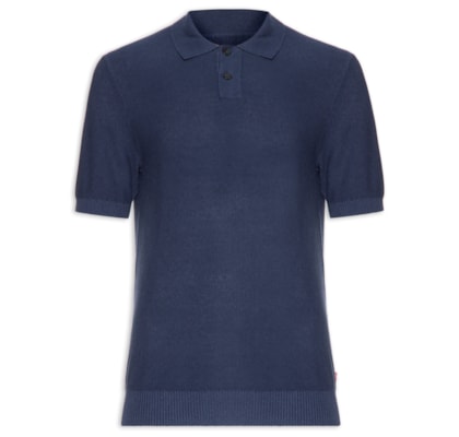 Polo Masculina Classic Fit Em Tricot - Azul
