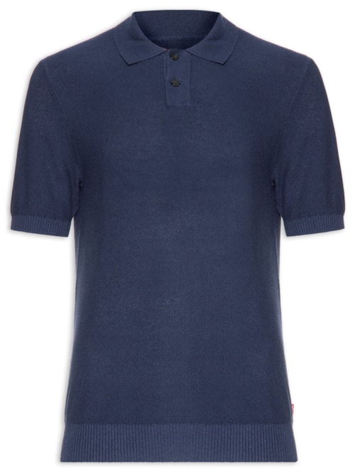 Polo Masculina Classic Fit Em Tricot - Azul