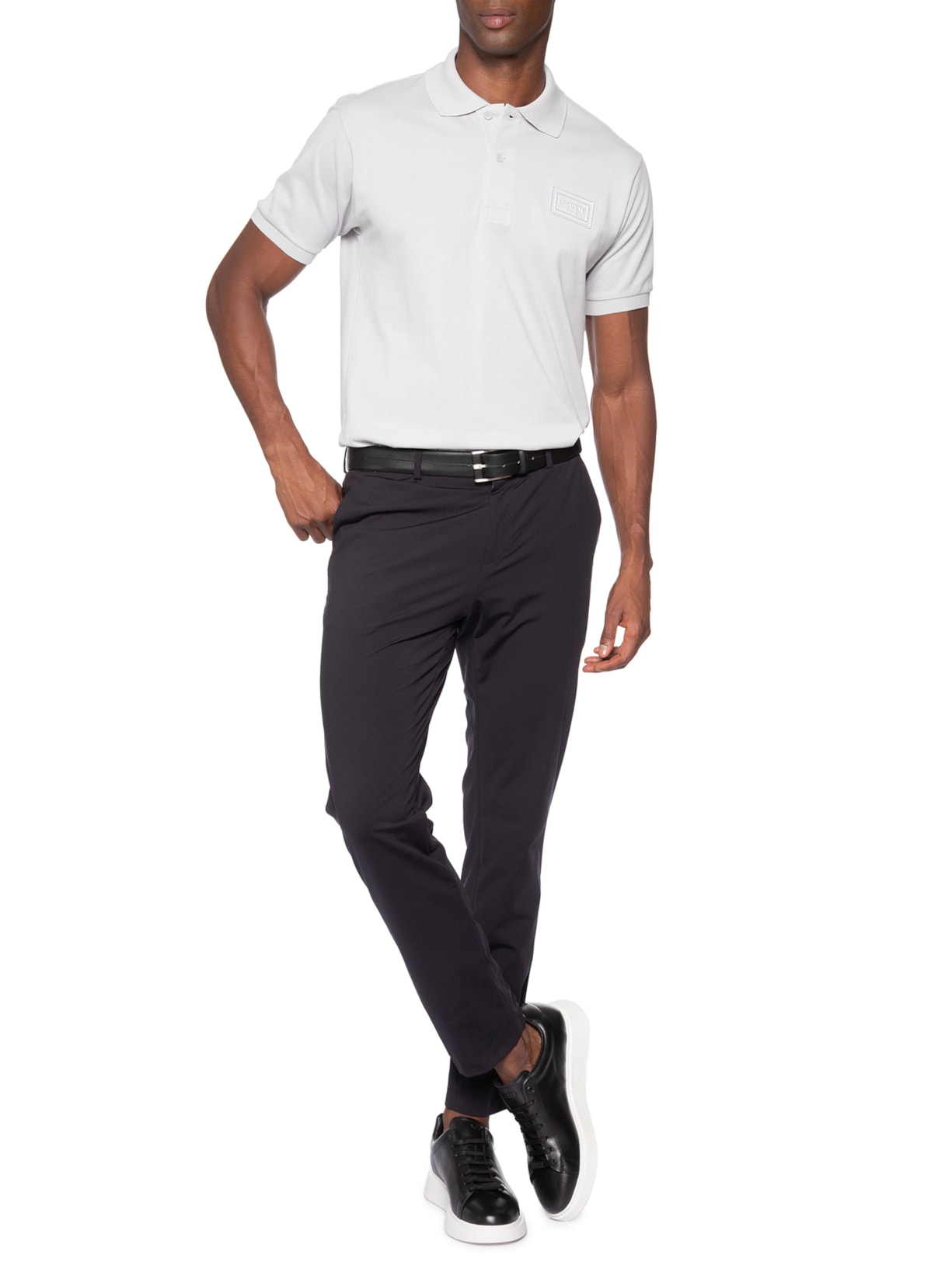 Polo Masculina Classic Fit Embossed Azul Lacoste