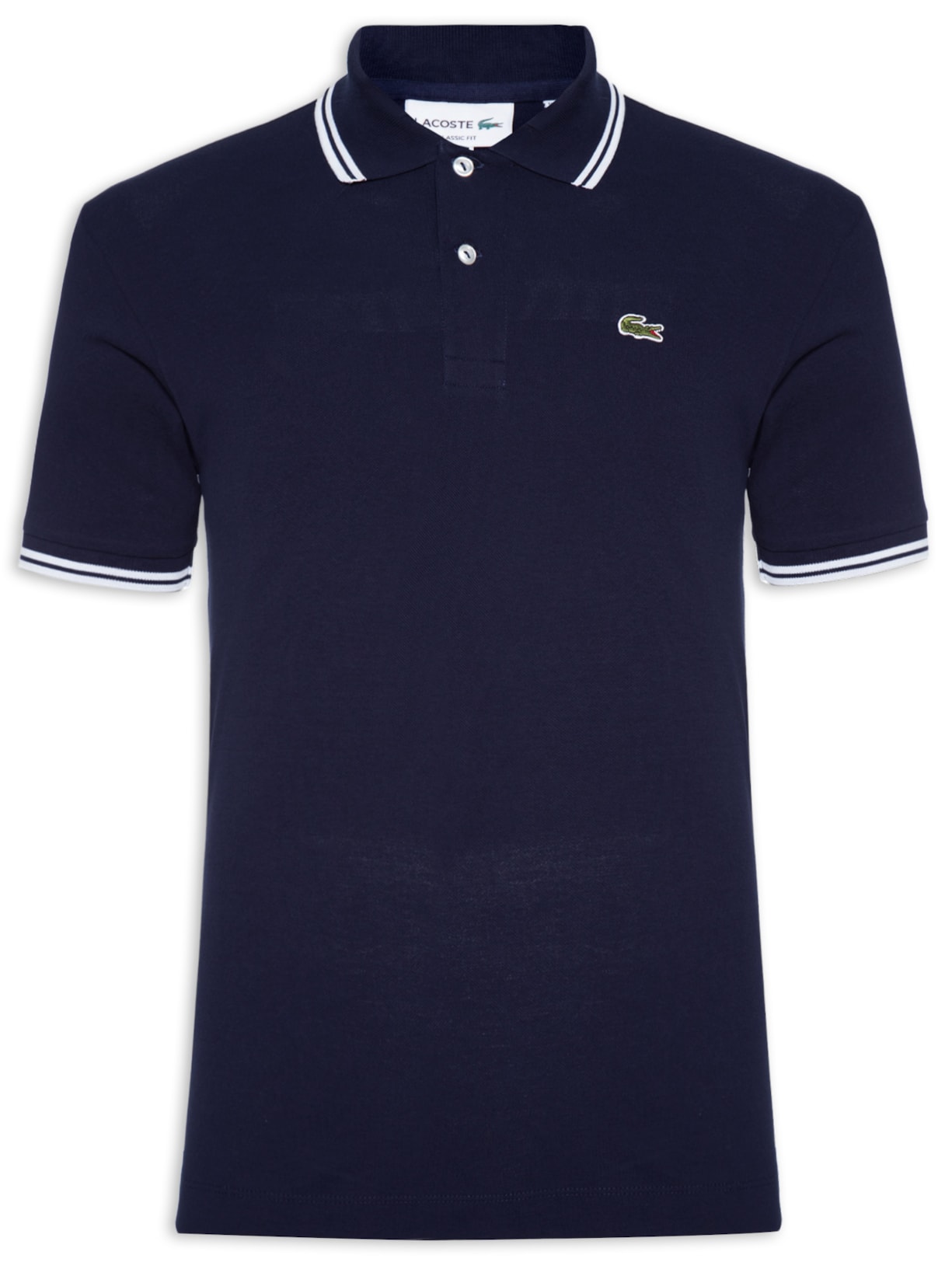 Polo Masculina Classic Fit Gola E Manga Listradas Em Piquet De Algodão Azul  Lacoste