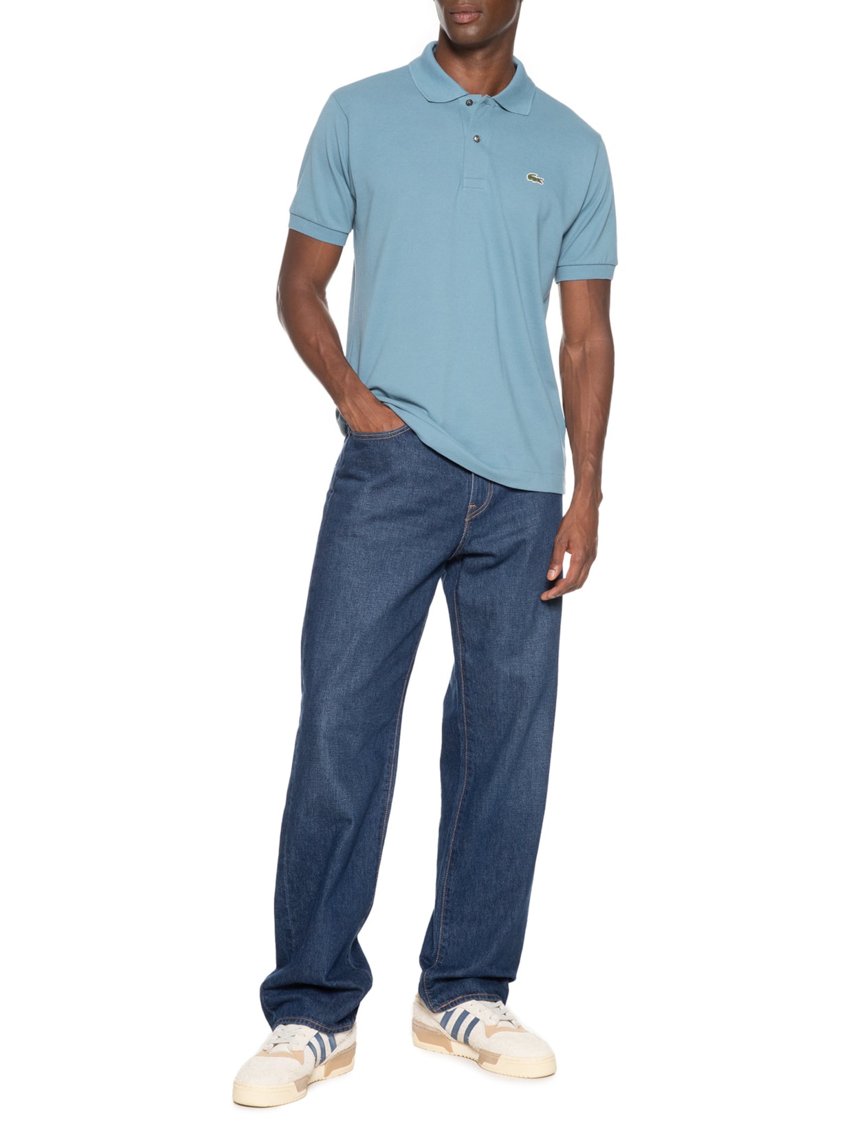 Polo Masculina Classic Fit L.12.12 Em Piquet De Algodão Azul Lacoste